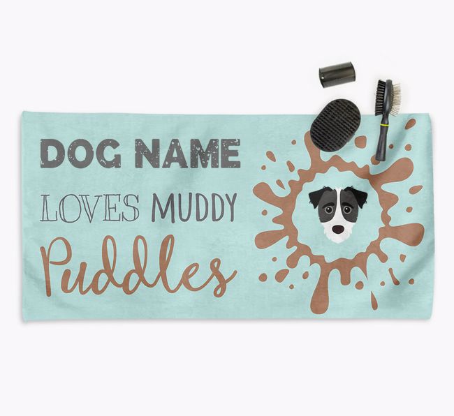'Muddy Puddles' Personalised Dog Towel for your {breedCommonName}